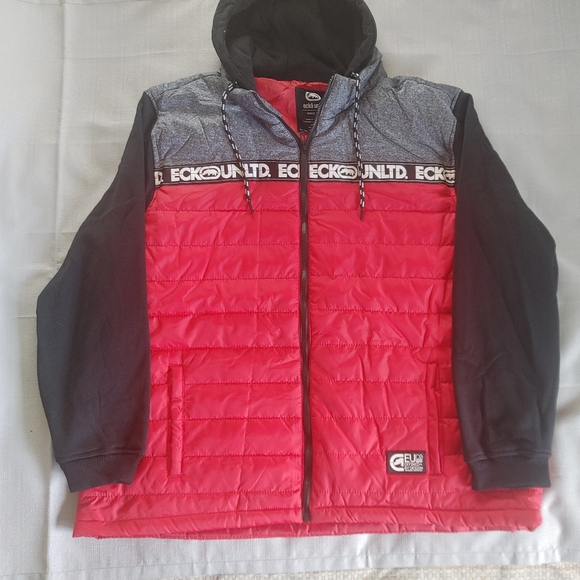 Ecko Unltd Red Puffer Coat Men's size 3X New With Tags! - Picture 2 of 5